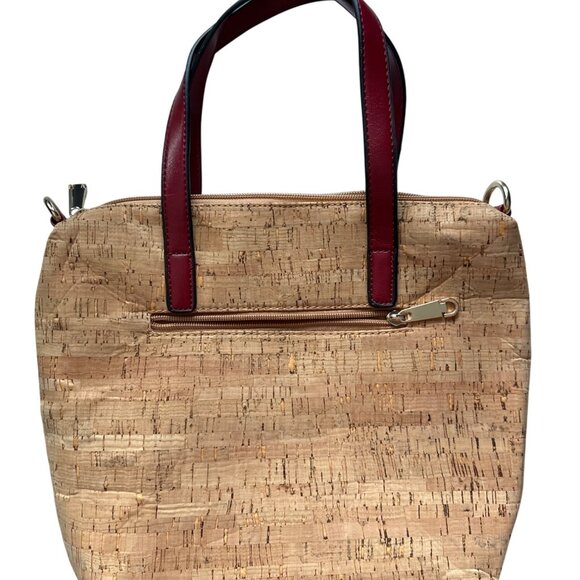 Portuguese Cork Bag Crossbody Red 2 Way Leather Straps Heart of Viana do Castelo - Picture 2 of 6